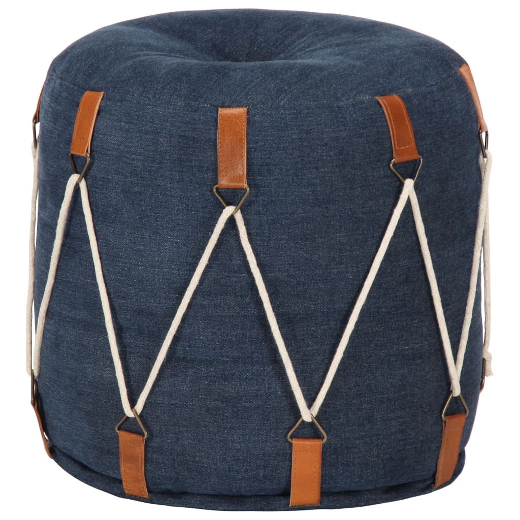 vidaXL Poef 40x40 cm katoen canvas blauw vidaXL Poef 40x40 cm katoen canvas blauw