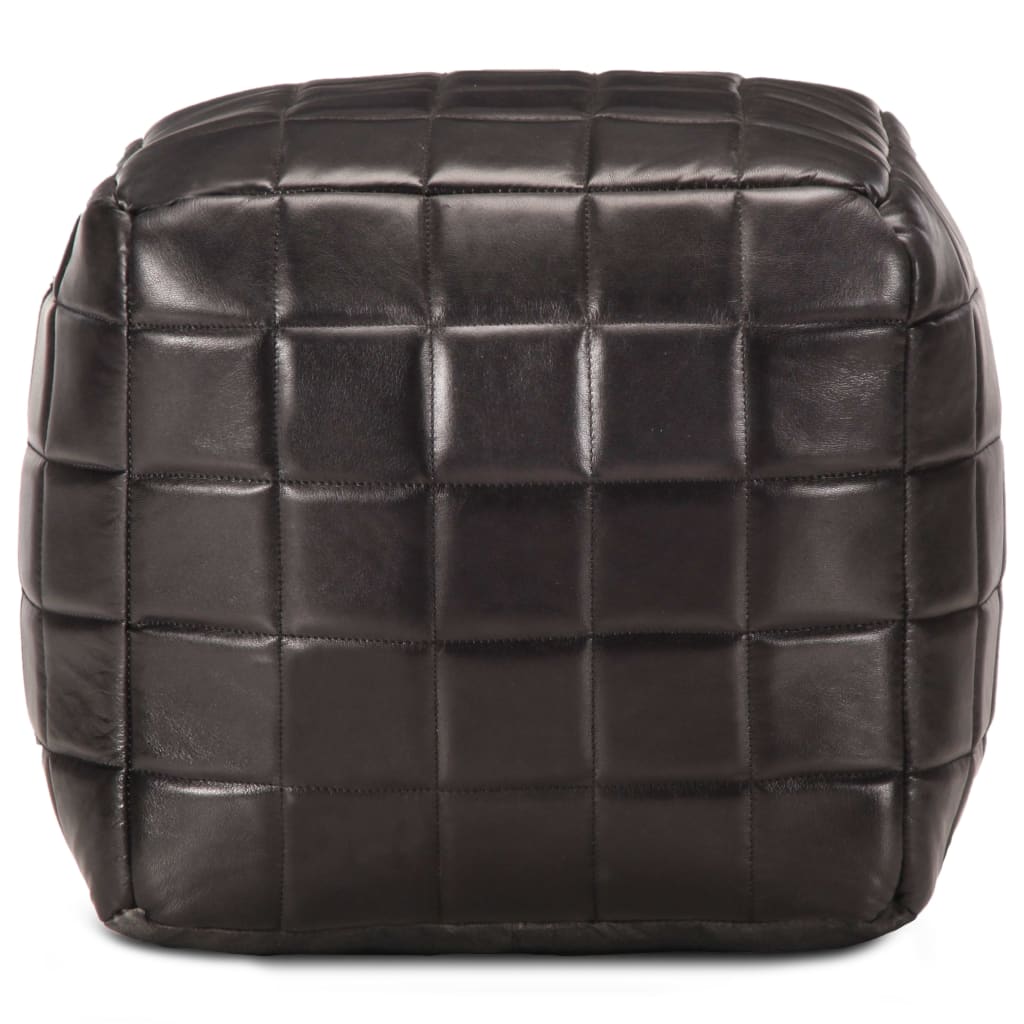 vidaXL Poef 40x40x40 cm echt geitenleer zwart afbeelding