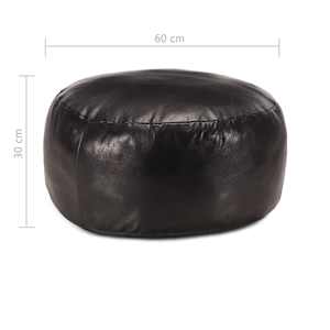 Sedací puf černý 60 x 30 cm pravá kozí kůže - obrázek 3