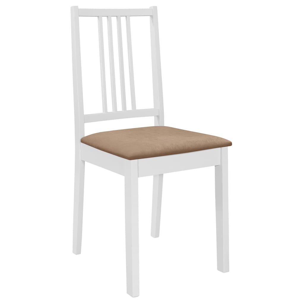 vidaXL Eetkamerstoelen met kussens 2 st massief hout wit afbeelding