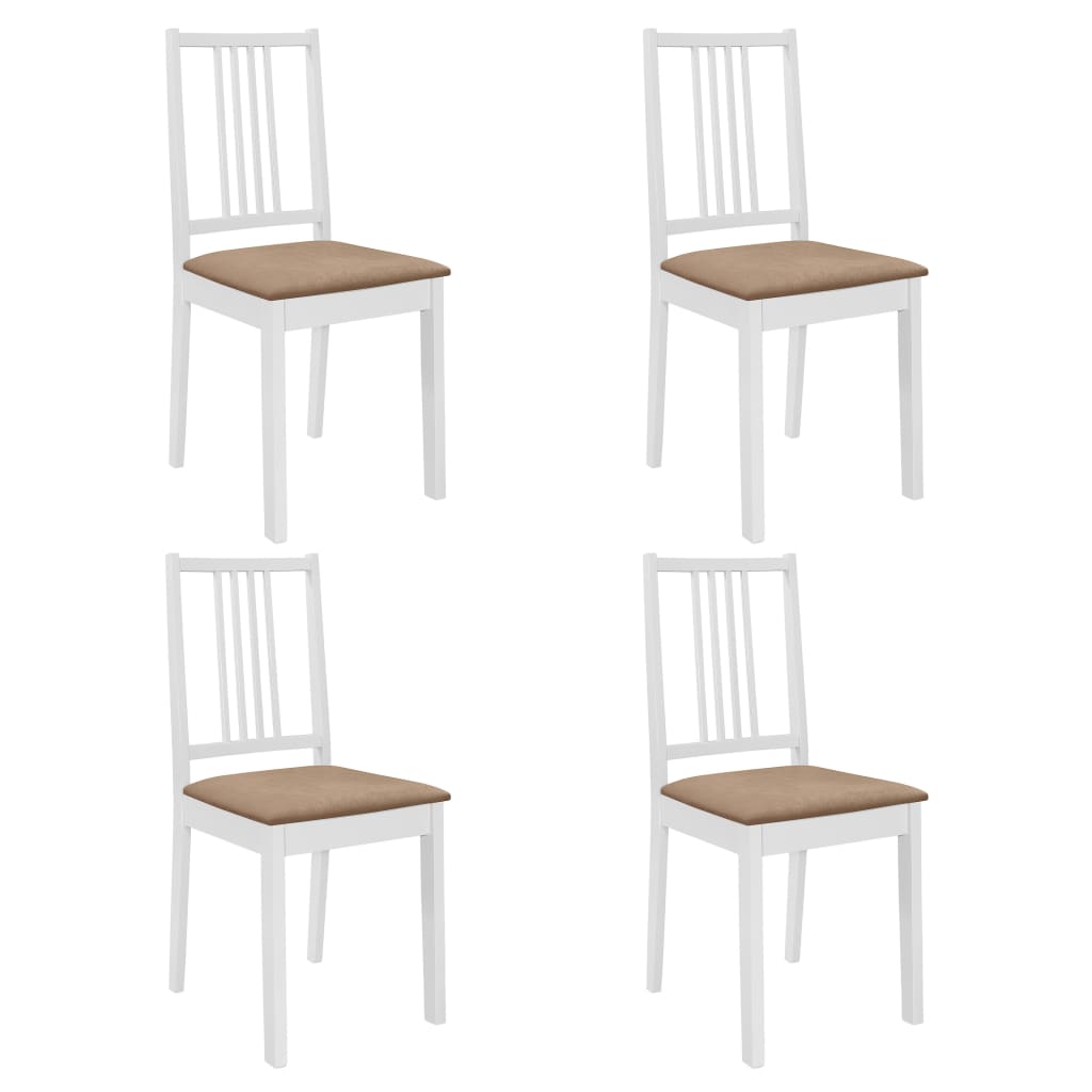 Esszimmerstühle mit Polstern 4 Stk. Weiß Massivholz-1