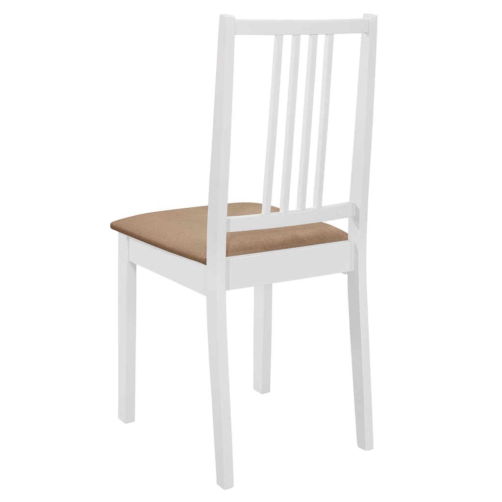 Esszimmerstühle mit Polstern 4 Stk. Weiß Massivholz-5
