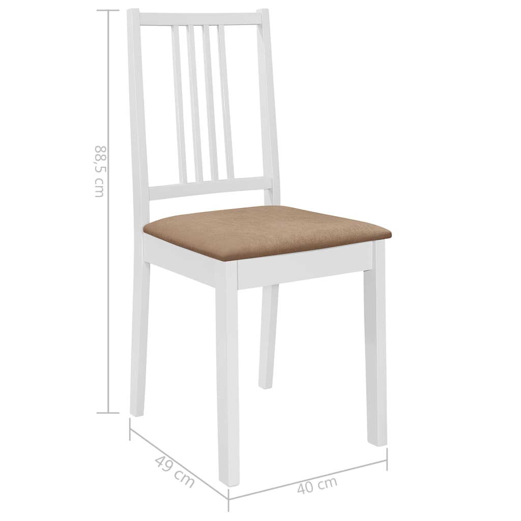 Esszimmerstühle mit Polstern 4 Stk. Weiß Massivholz-7