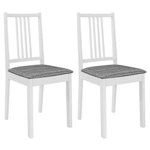 vidaXL s&ouml;&ouml;gitoolid istmepatjadega 2 tk valge, toekast puidust