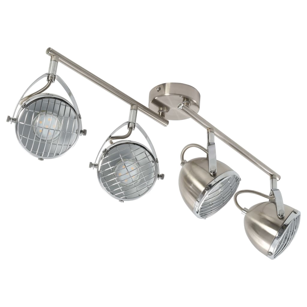 vidaXL Lampa z 4 reflektorami, srebrna, GU10