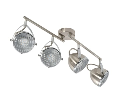 vidaXL Lampa z 4 reflektorami, srebrna, GU10