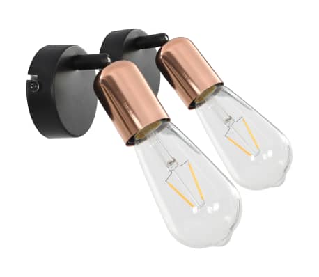 vidaXL Spotlys 2 stk svart og kobber E27