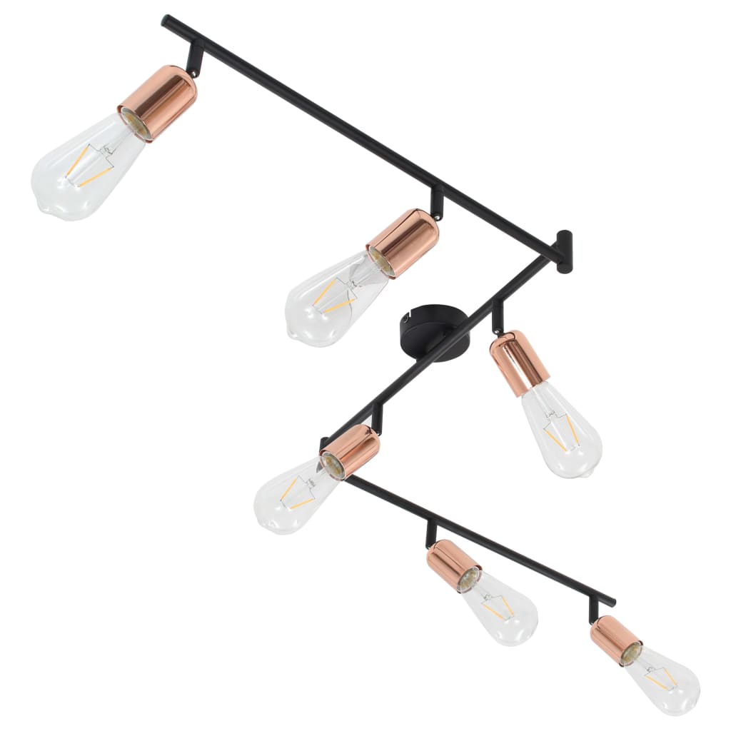 

vidaXL Spotlight 6-voudig met filament peren 2 W E27 30 cm zwart en koper