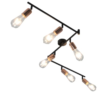 vidaXL 6-way Spot Light Black and Copper 30 cm E27
