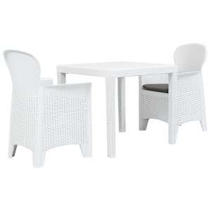 vidaXL 3-osaline bistrookomplekt, plast, valge rotangiimitatsioon