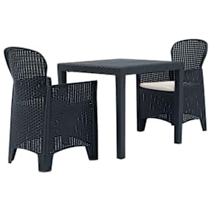 3dílný bistro set antracitový plastový ratanový vzhled - obrázek 1