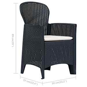3dílný bistro set antracitový plastový ratanový vzhled - obrázek 11