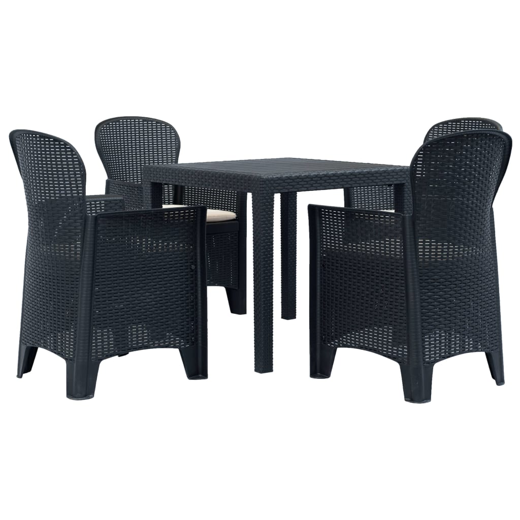 

vidaXL 5 Piece Patio Dining Set Plastic Anthracite Rattan Look