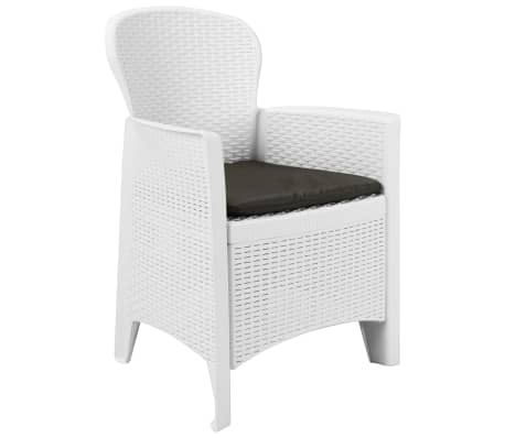 vidaXL 9-osainen Ulkoruokailuryhm&auml; muovi valkoinen rottinkityyli