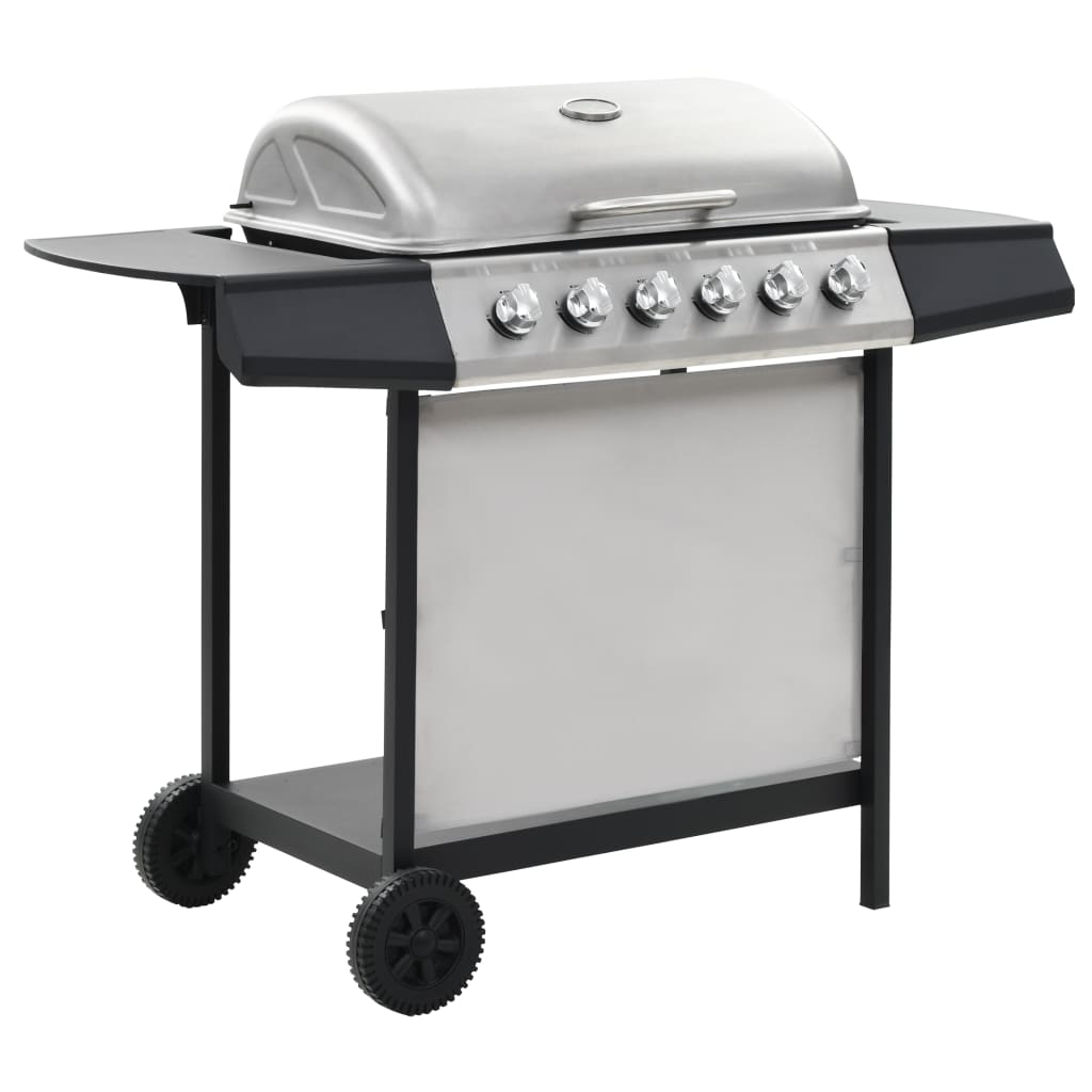 vidaXL Gas BBQ Grill with 6 Cooking Zones Stainless Steel Silver (DK/EE/FI/HU/NO/PT/ES/SE only) (44286+40115)