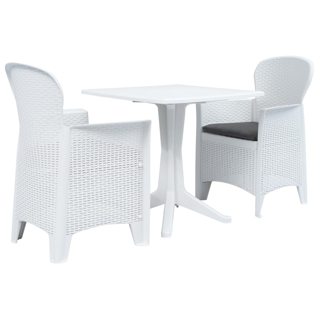 

vidaXL 3 Piece Bistro Set Plastic White
