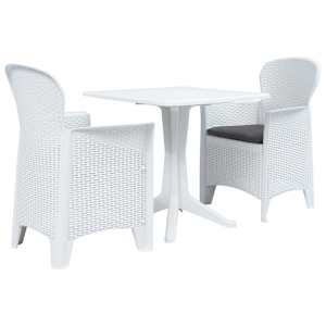 3dílný bistro set plast ratan bílý