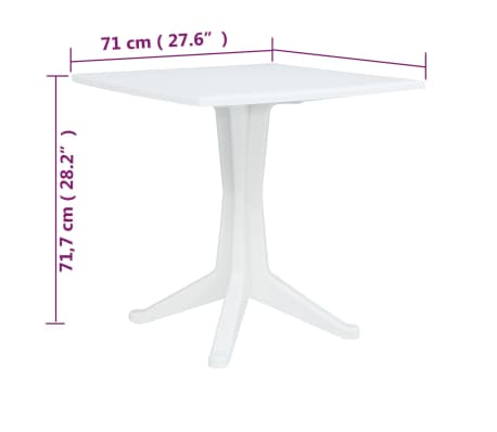 vidaXL Garden Table White 70cm Plastic Weather-resistant Outdoor Bistro Desk