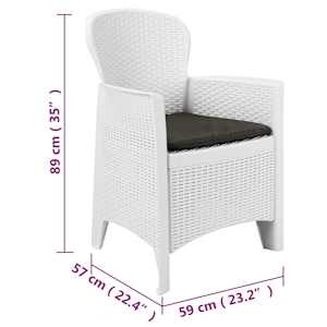 3dílný bistro set plast ratan bílý - obrázek 11