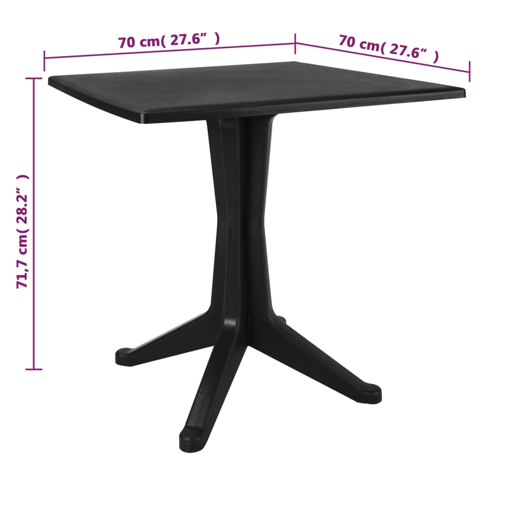 Set mobilier de bistro, 3 piese, antracit, plastic ratan