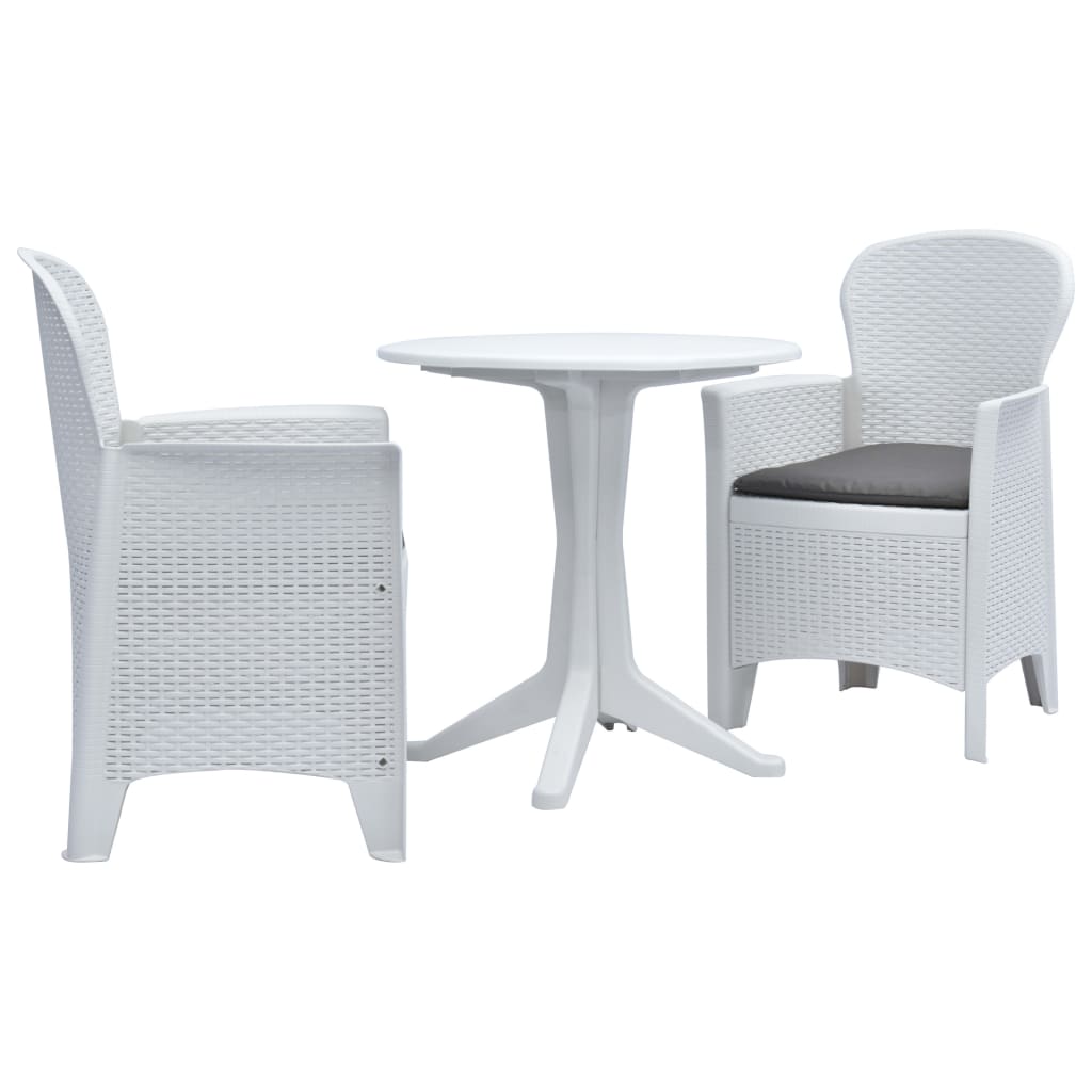 

vidaXL 3 Piece Bistro Set Plastic Rattan White