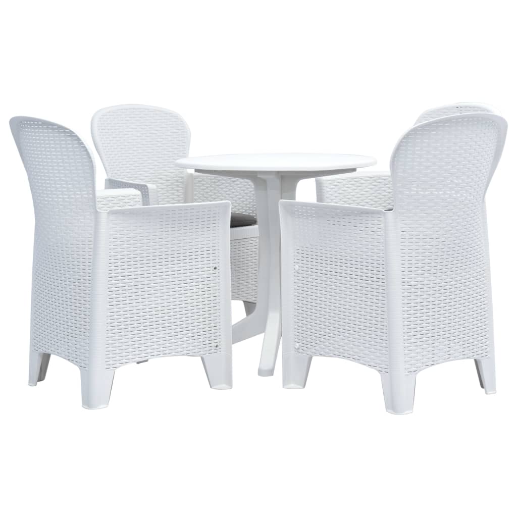 

vidaXL 5 Piece Patio Dining Set Plastic Rattan White