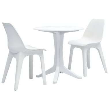 Vidaxl 3 Piece Bistro Set Plastic White Vidaxl 3 Piece Bistro Set Plastic White