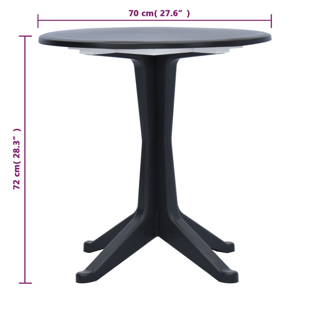 Set mobilier de bistro, 3 piese, antracit, plastic ratan