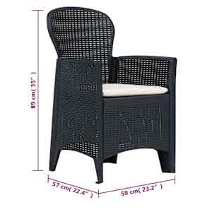 3dílný bistro set plast ratan antracitový - obrázek 11