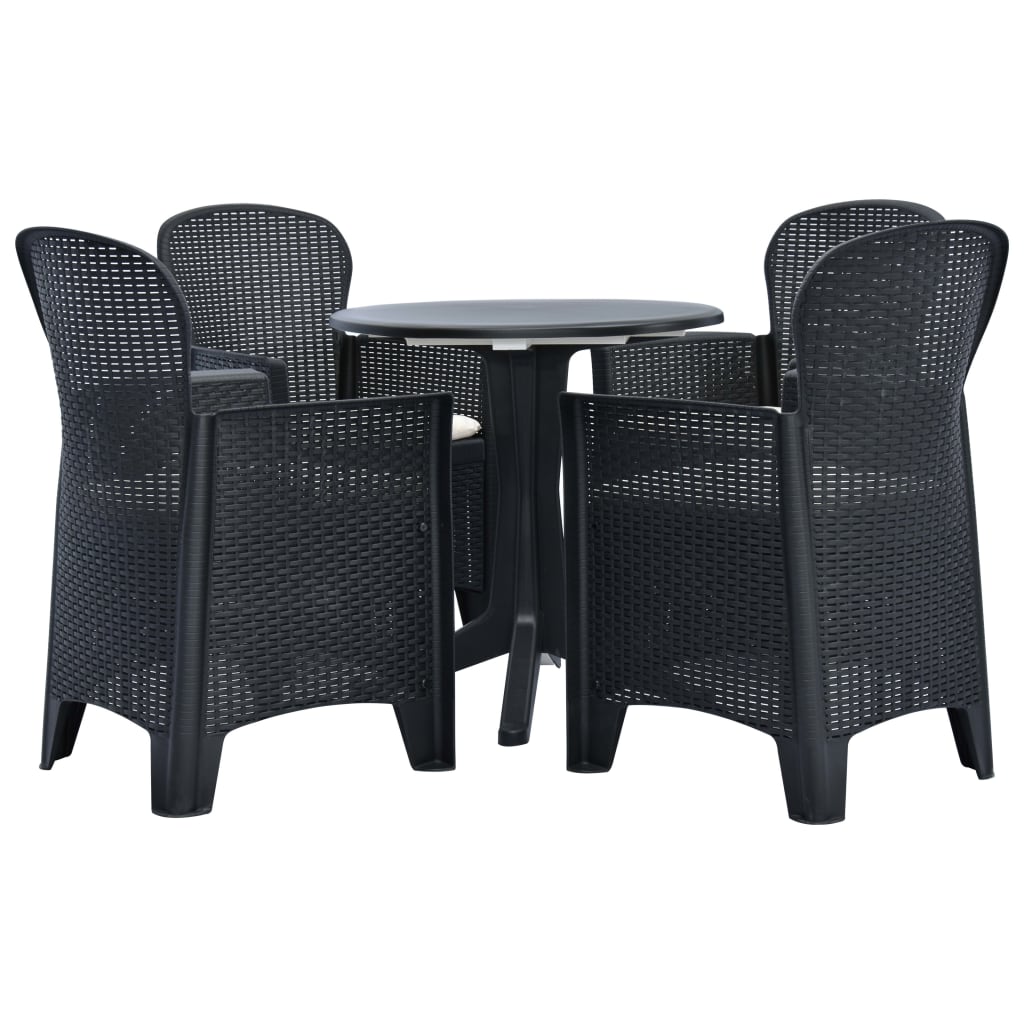 

vidaXL 5 Piece Patio Dining Set Plastic Rattan Anthracite