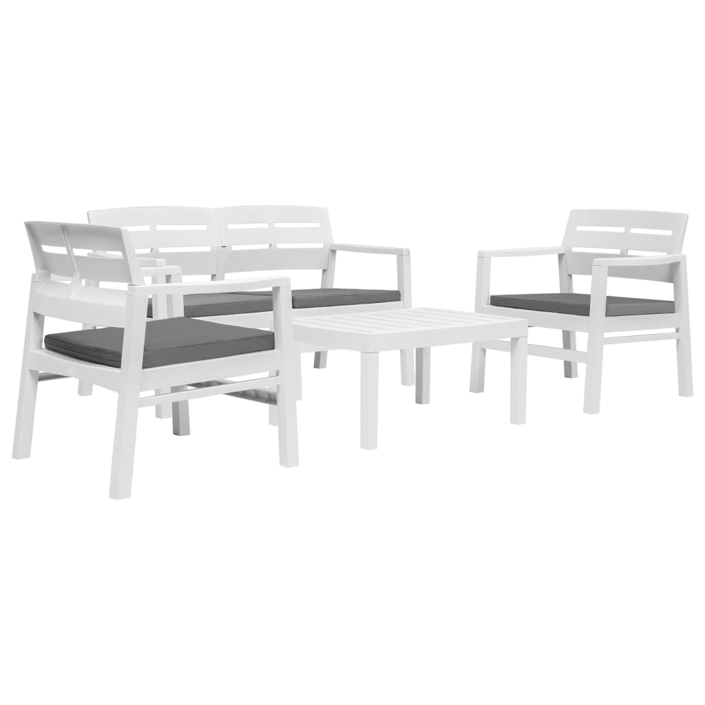 4-teiliges Gartenmöbel Set Weiß Kunststoff kaufen