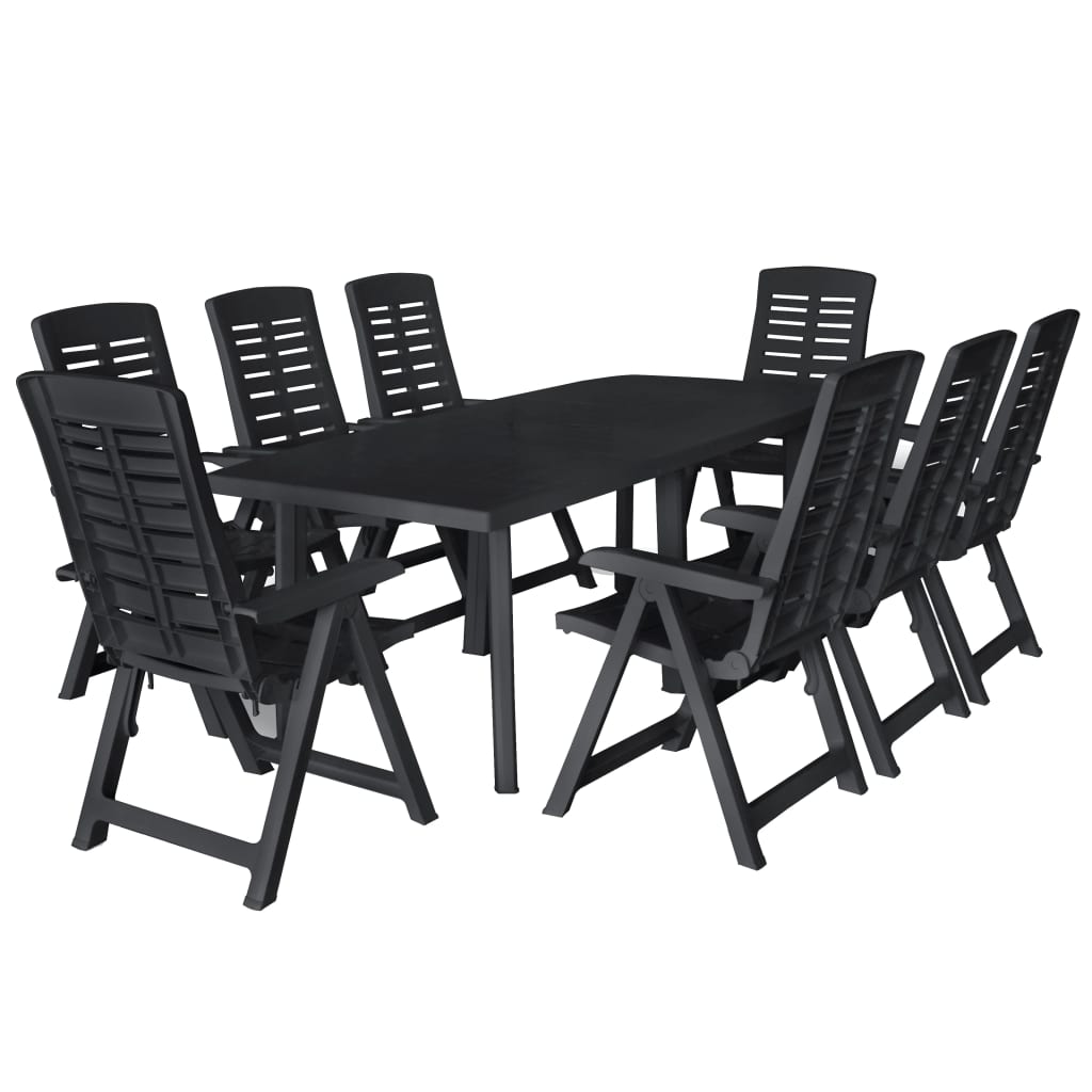 vidaXL Set mobilier de exterior, 9 piese, antracit, plastic