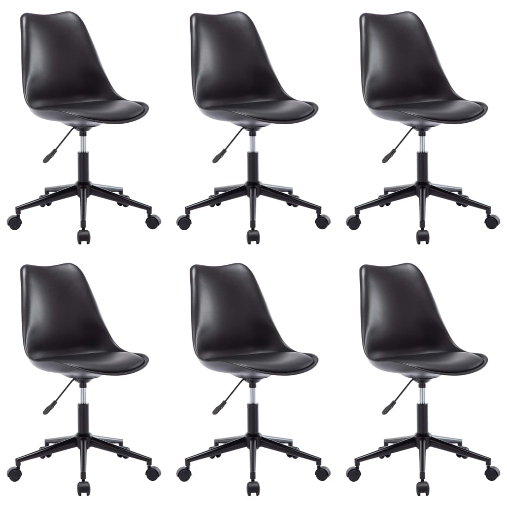 Scaune de bucătărie pivotante, 6 buc., negru, piele artificială