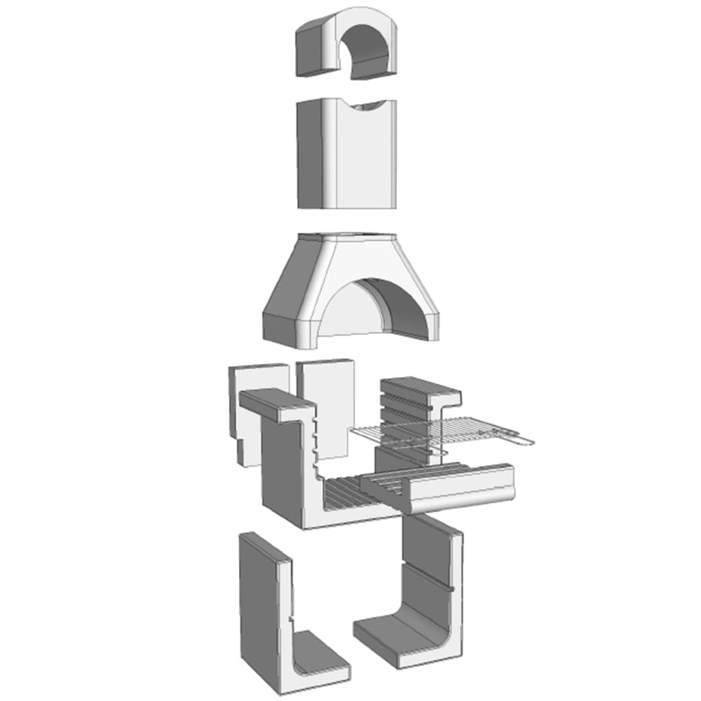 Support De Barbecue Au Charbon De Bois Béton Avec Cheminée VidaXL 19 width=274