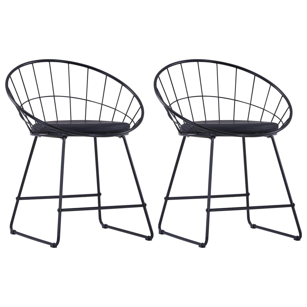 Chaises de salle à manger Siège en similicuir 2 pcs Noir Acier
