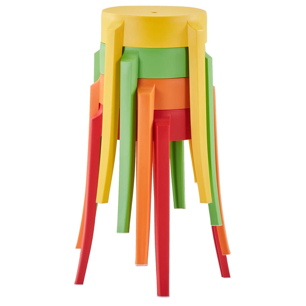 vidaXL Stackable Stools 4 pcs Multicolour Plastic