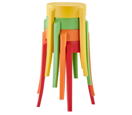 vidaXL Stackable Stools 4 pcs Multicolour Plastic