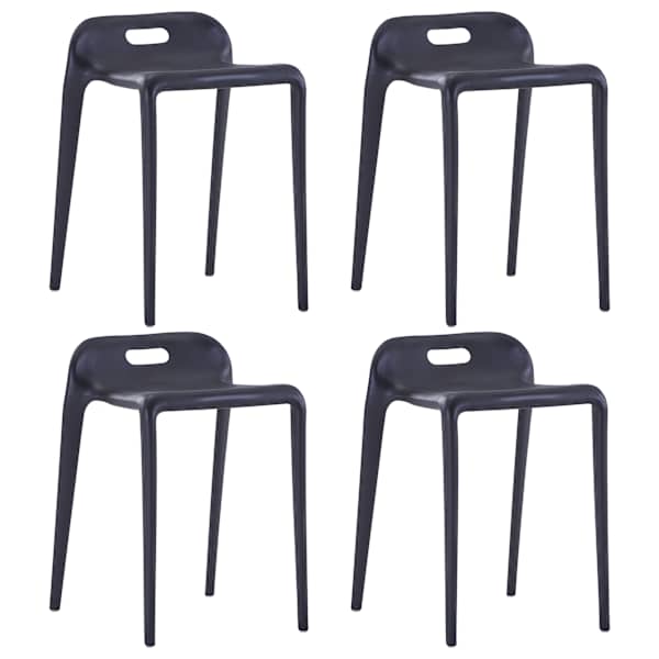 vidaXL virnastatavad taburetid 4 tk, must, plast