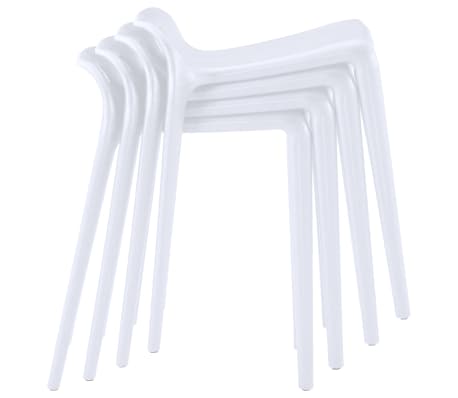 vidaXL Tabourets empilables lot de 4 blanc plastique