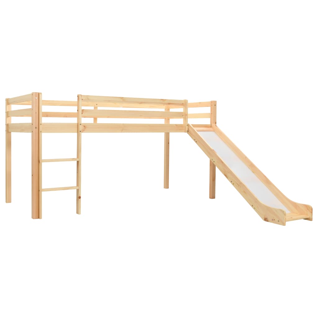 vidaXL Lit mezzanine d'enfants avec toboggan et échelle Pin 97x208 cm