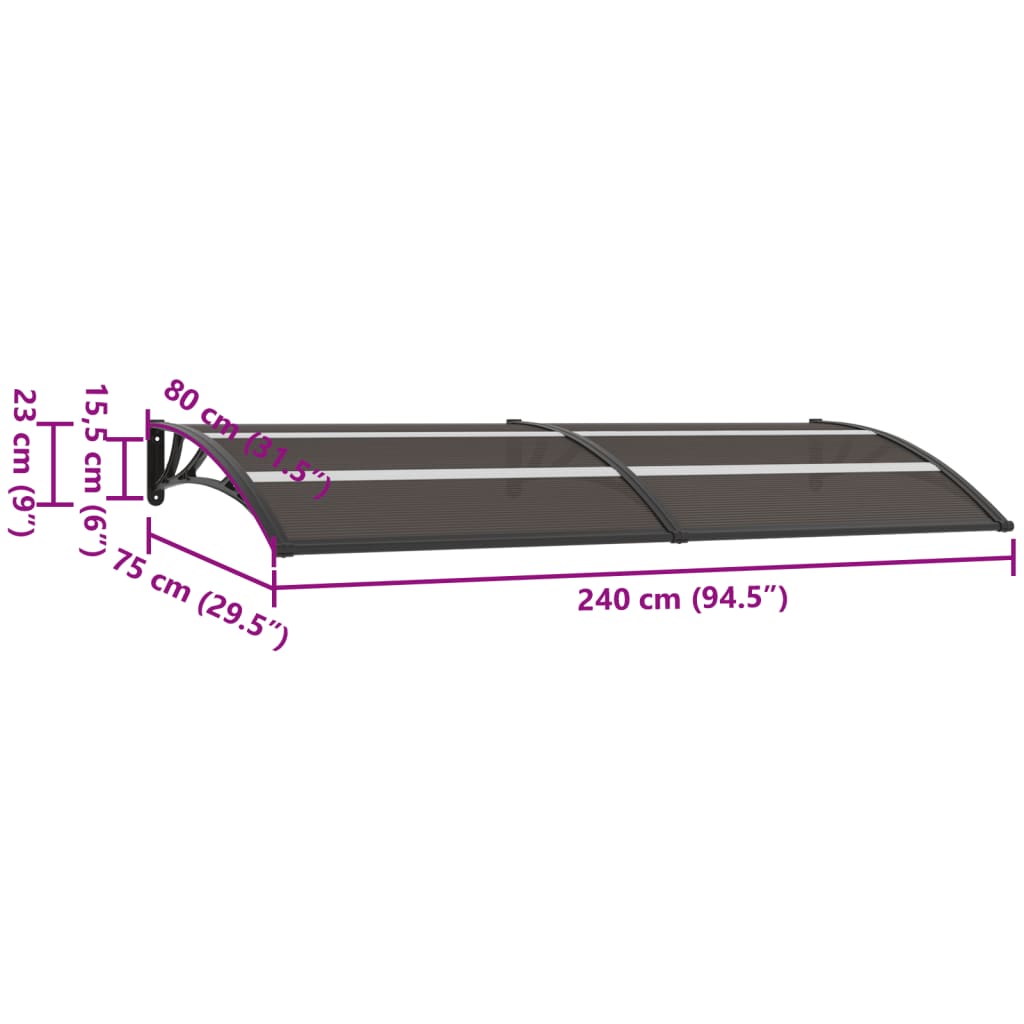 fekete polikarbonát ajtóelőtető 240 x 80 cm