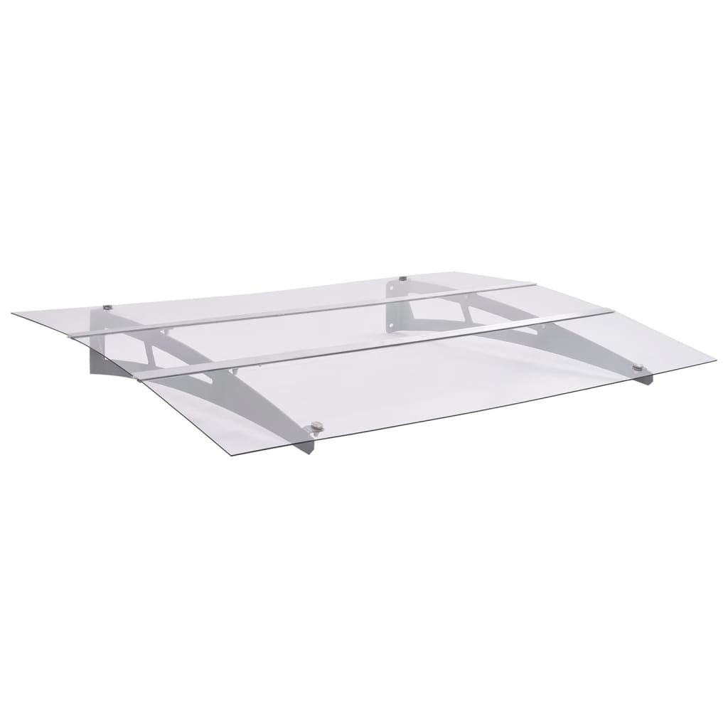 vidaXL Stříška na dveře stříbrná a průhledná 150x90 cm PET