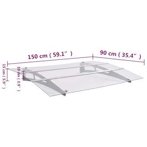Stříška na dveře stříbrná a průhledná 150x90 cm PET - obrázek 6