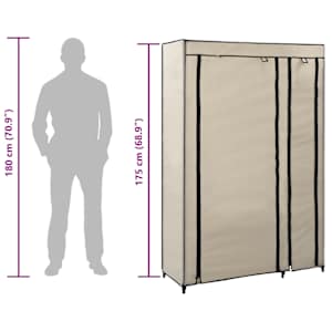 Skládací šatní skříň krémová 110 x 45 x 175 cm textil - obrázek 8