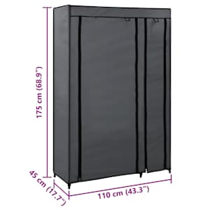 Skládací šatní skříň šedá 110 x 45 x 175 cm textil - obrázek 7