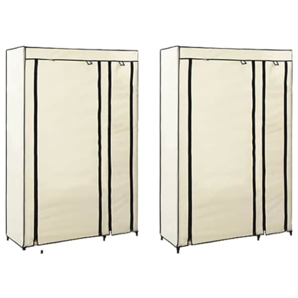 vidaXL kokkupandavad riidekapid 2 tk, kreemjas, 110x45x175 cm, kangas