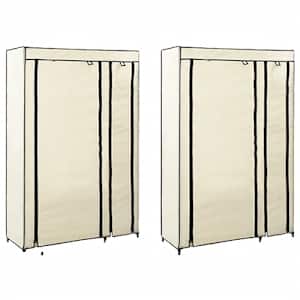 Zložljiva garderobna omara 2 kosa blago 110x45x175 cm krem