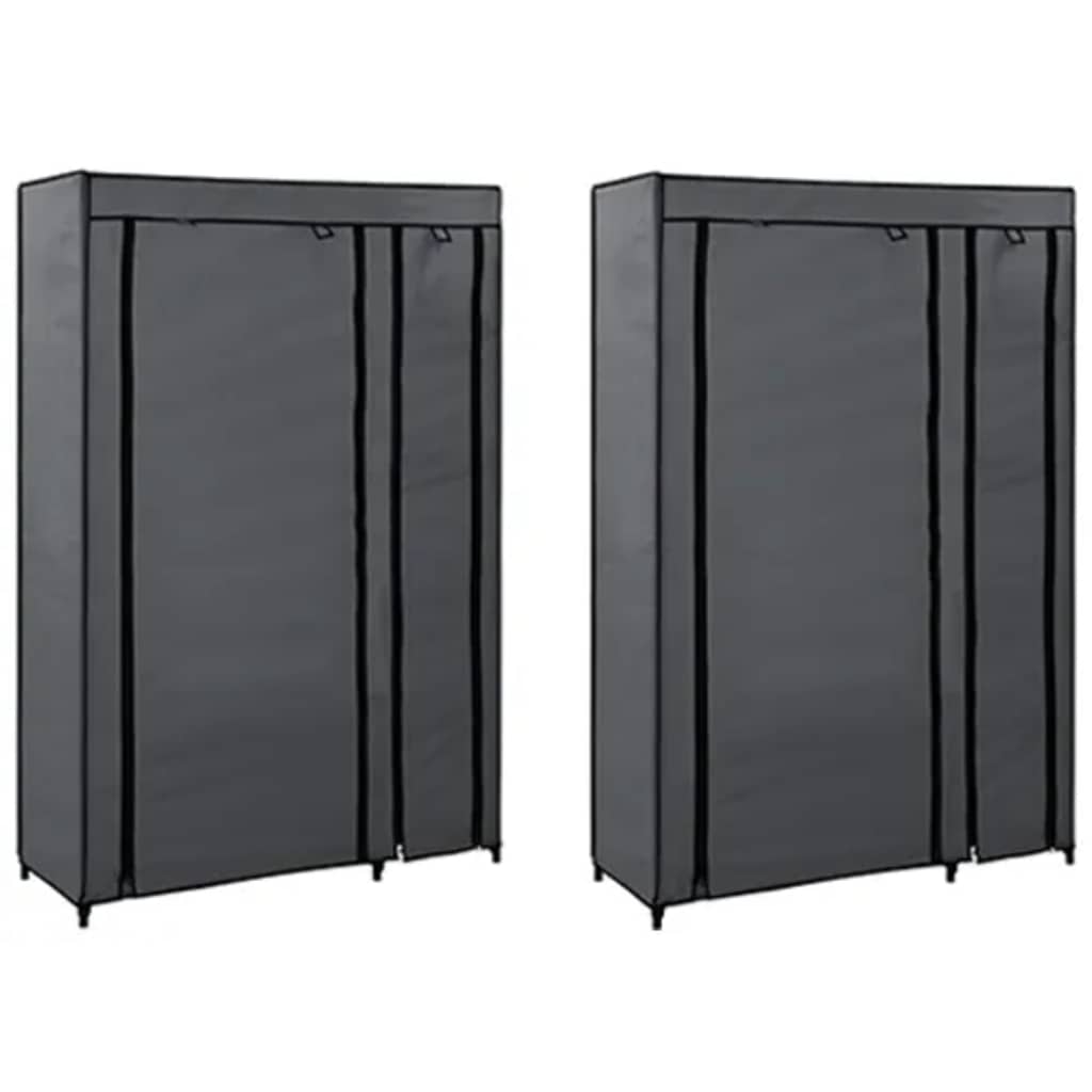 vidaXL Faltschränke 2 Stk. Grau 110x45x175 cm Stoff