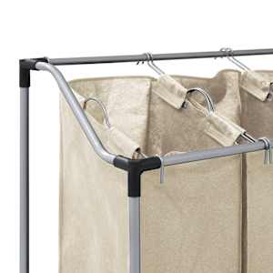 Koš na třídění prádla se 3 vaky krémový ocel - obrázek 12