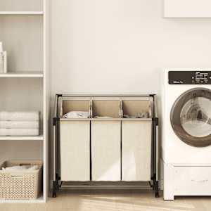 Koš za sortiranje perila s 3 vrečami krem jeklo